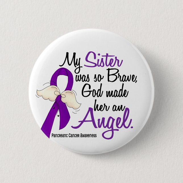 Angel 2 Sister Pancreatic Cancer Inch Round Button (Front)