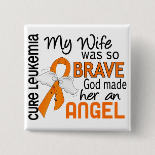 Angel 2 Wife Leukaemia Inch Square Button