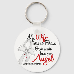 Angel 2 Wife Lung Cancer Keychain