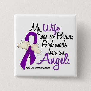 Angel 2 Wife Pancreatic Cancer Inch Square Button
