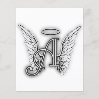 Angel Alphabet A Initial Latter Wings Halo