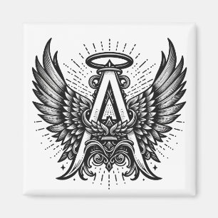 Angel Alphabet A Initial Latter Wings Halo Magnet