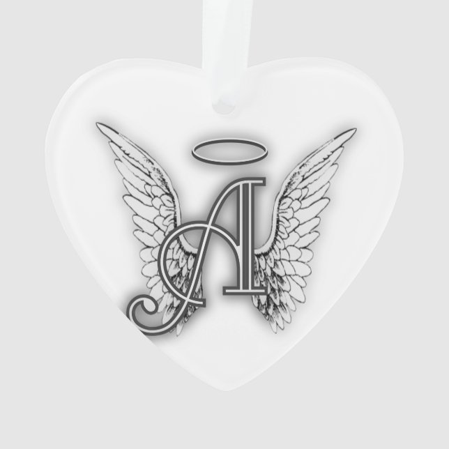 Angel Alphabet A Initial Latter Wings Halo Ornament (Back)