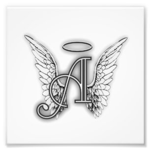 Angel Alphabet A Initial Latter Wings Halo Photo Print