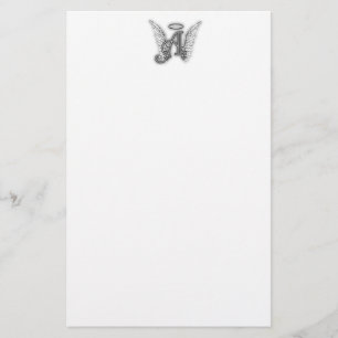 Angel Alphabet A Initial Latter Wings Halo Stationery