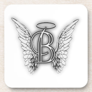 Angel Alphabet B Initial Latter Wings Halo Coaster