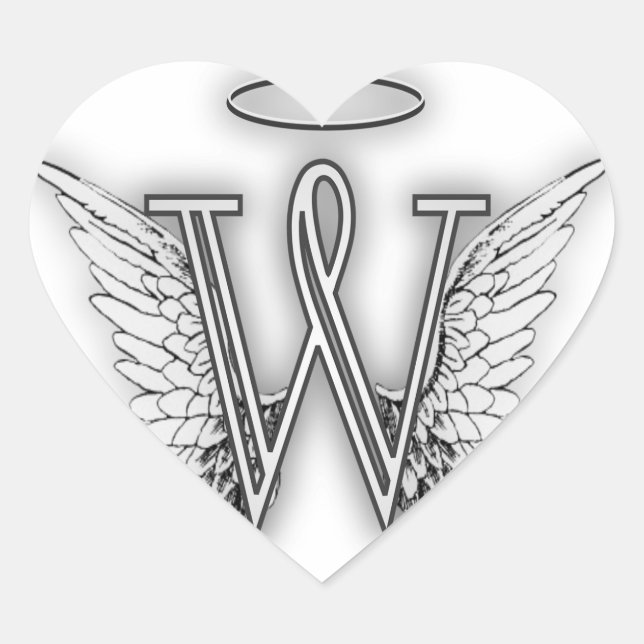 Angel Alphabet B Initial Letter Wings Halo Heart Sticker (Front)