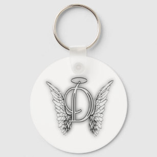 Angel Alphabet D Initial Latter Wings Halo Keychain