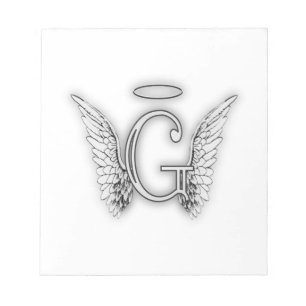 Angel Alphabet G Initial Latter Wings Halo Notepad