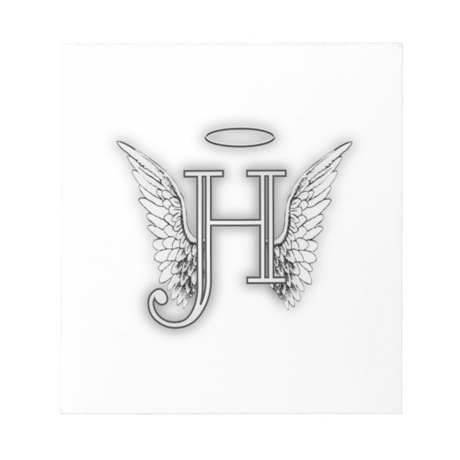 Angel Alphabet H Initial Latter Wings Halo Notepad (Front)