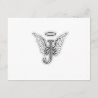 Angel Alphabet J Initial Letter Wings Halo
