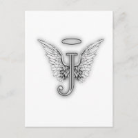 Angel Alphabet J Initial Letter Wings Halo