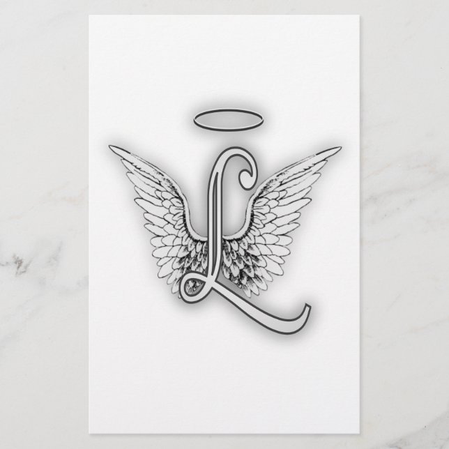 Angel Alphabet L Initial Letter Wings Halo (Front)