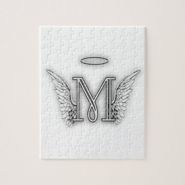 Angel Alphabet M Initial Letter Wings Halo Jigsaw Puzzle (Vertical)