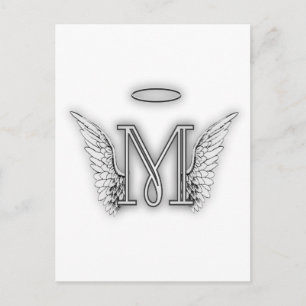 Angel Alphabet M Initial Letter Wings Halo Postcard