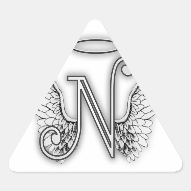 Angel Alphabet O Initial Letter Wings Halo Triangle Sticker (Front)