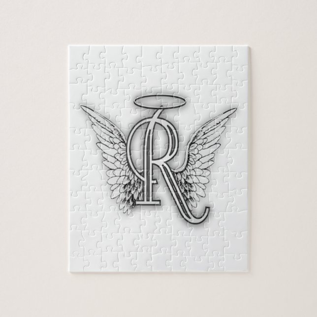 Angel Alphabet R Initial Letter Wings Halo Jigsaw Puzzle (Vertical)