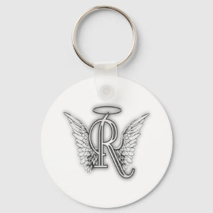 Angel Alphabet R Initial Letter Wings Halo Keychain