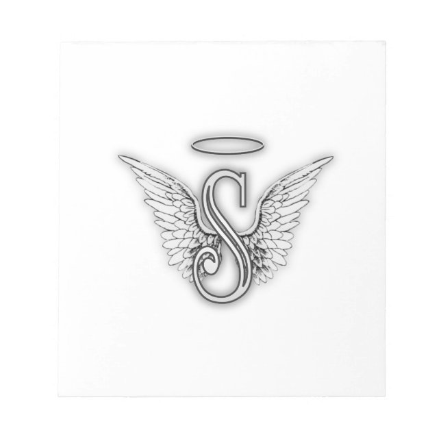 Angel Alphabet S Initial Letter Wings Halo Notepad (Front)