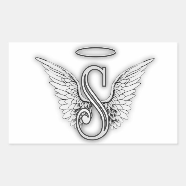 Angel Alphabet S Initial Letter Wings Halo Sticker (Front)