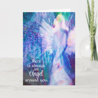Angel Always Around Ethereal Blue Greeting Card