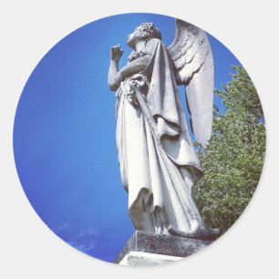 Angel and a bright blue sky classic round sticker
