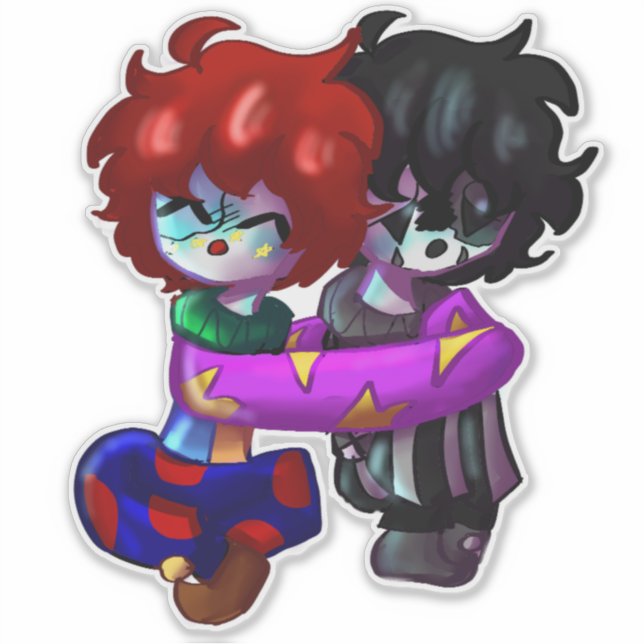 Angel and Aiden Hugging Sticker (Front)