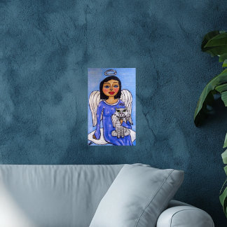 Angel and Cat  On A Cloud Poster