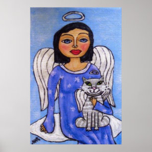 Angel and Cat On A Cloud Poster