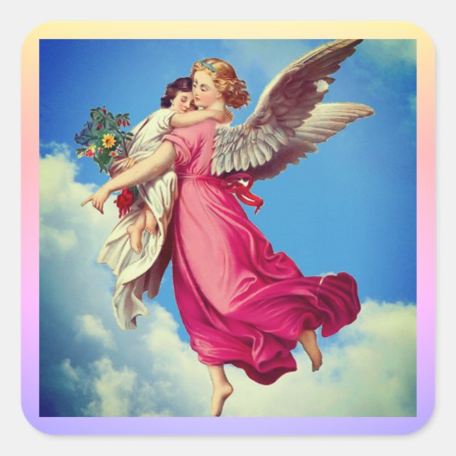 Angel And Child Inspirational Square Sticker (Front)