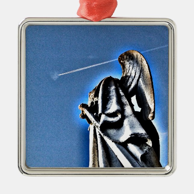 Angel and Contrail Metal Ornament (Front)