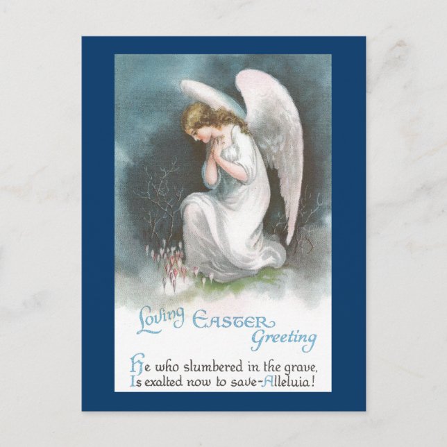 Angel and Crocus Flowers Vintage Easter Holiday Postcard (Front)