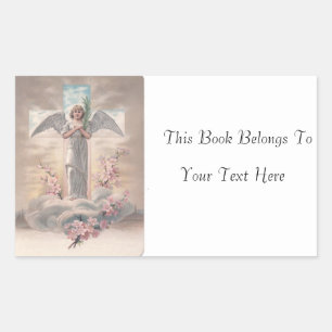 Angel and Cross Easter Photo Name Plate Sticker