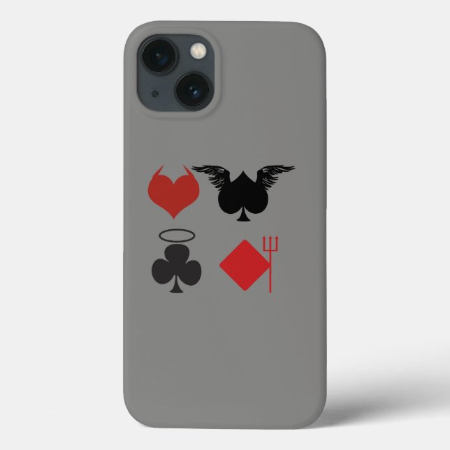 Angel and Devil Card Suits Dark Grey Case-Mate iPhone Case (Back)