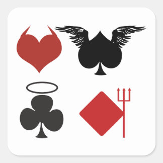 Angel and Devil Card Suits Square Sticker