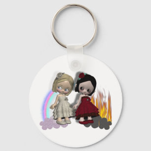angel and devil cutie girls keychain