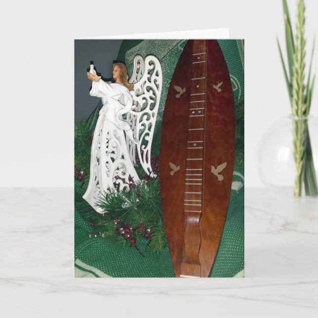 Angel and Dulcimer Christmas Greeting Card (Front)