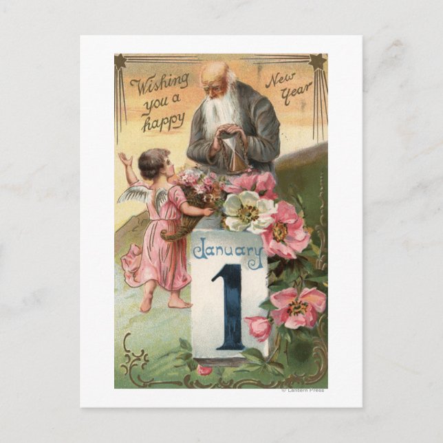 Angel and Father Time # 2 Postcard (Front)