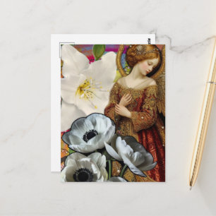 Angel and Flowers Collage Postcard