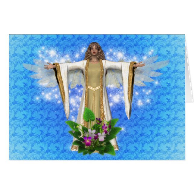 Angel And Flowers Inspirational Card (Front Horizontal)