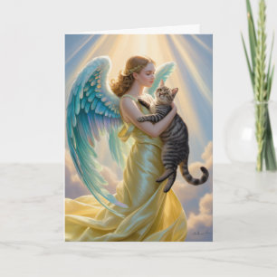 Angel and Grey Tabby Sympathy Card
