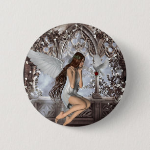 Angel and Her Dove 2 Inch Round Button