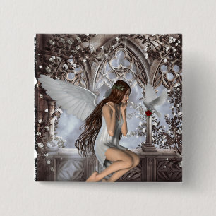 Angel and Her Dove 2 Inch Square Button