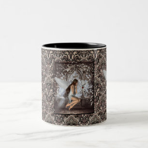 Angel and Her Dove Two-Tone Coffee Mug