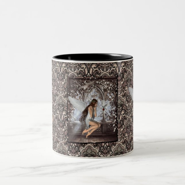 Angel and Her Dove Two-Tone Coffee Mug (Center)
