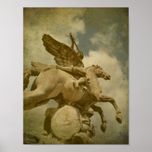 Angel and Horse Statue Poster