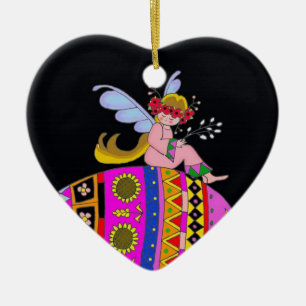 Angel and Pysanka Ceramic Ornament