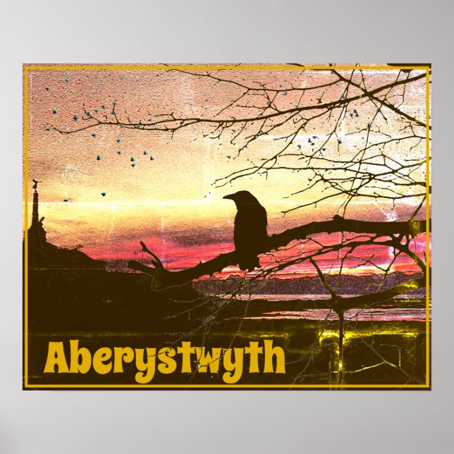 Angel and Raven of Aberystwyth on sunset Poster (Front)