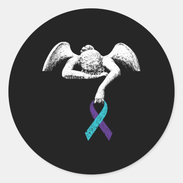 Angel And Suicide Awareness Suicide Prevention Clo Classic Round Sticker (Front)