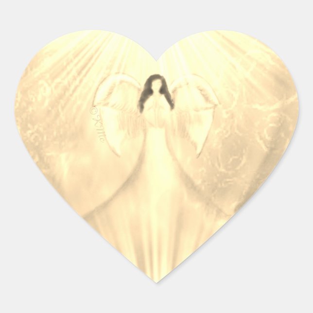 Angel Art Yellow Archangel Uriel Praying Stickers (Front)